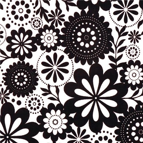 white Riley Blake flower laminate fabric Evening Blooms Fabric