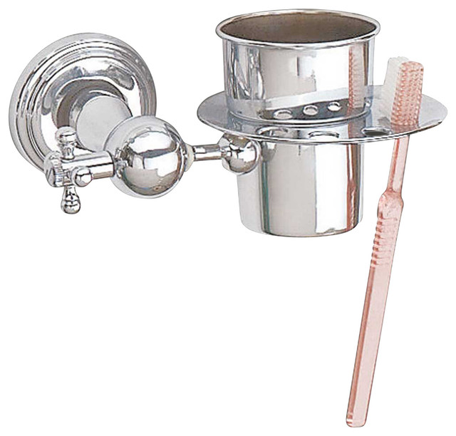 Deco Chrome Toothbrush Holder and Tumbler Transitional Toothbrush