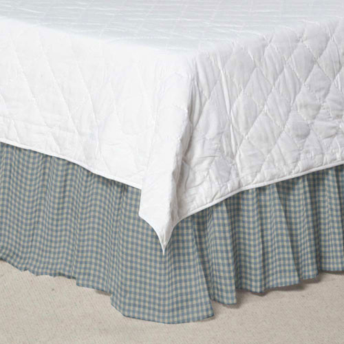Blue Skyandwhite Gingham Checks Fabric Dust Ruffle Queen Modern