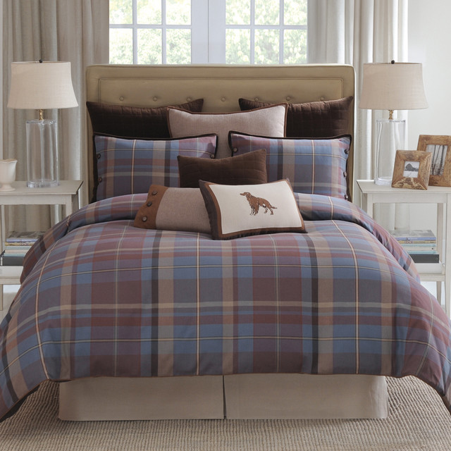 modern living baxter blue plaid 4 piece comforter set modern living baxter blue plaid 4 piece comforter set