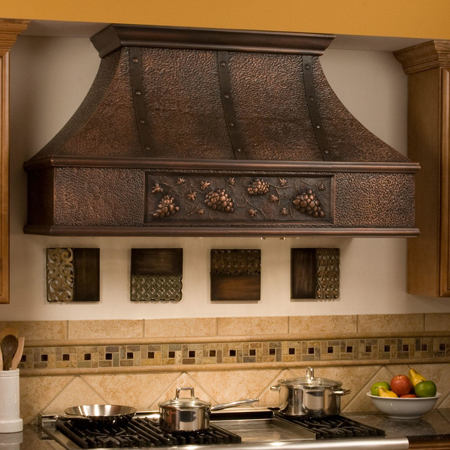 54" Tuscan Series Copper WallMount Range Hood Grape Motif