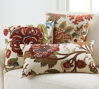 embroidered lumbar throw pillows