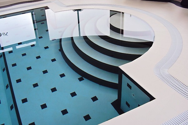 Contemporary Pool Wales Swimming pool wavy tile surround in North Wales contemporary-pool
