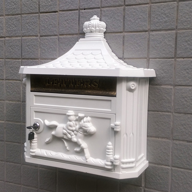 Victorian Style Antique Old French Style Cast Iron Mailbox Victorian