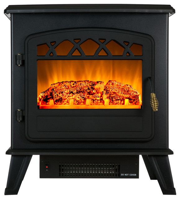 Akdy Portable FreeStanding Electric Fireplace Heater, Black Traditional Indoor Fireplaces