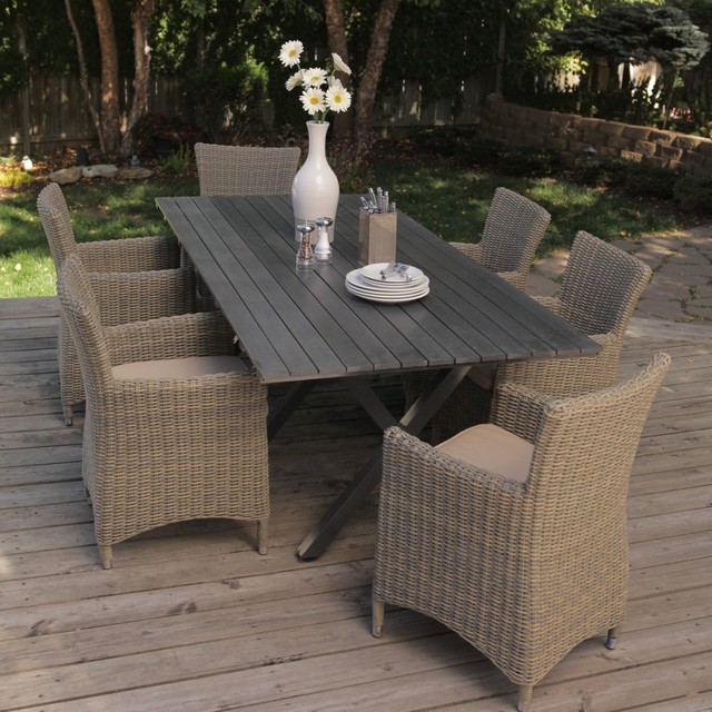 Bella All-weather Wicker Patio Dining Set - Contemporary ...