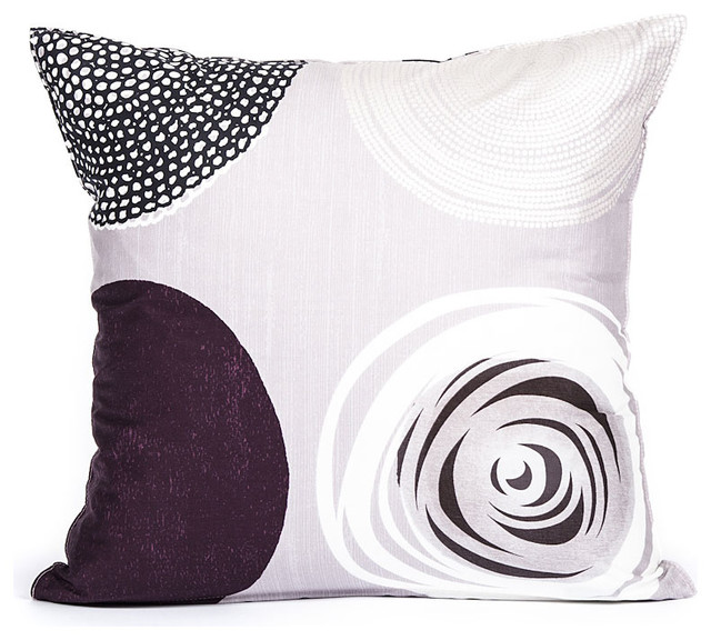 Modern Purple Gray Circle Pattern Accent Throw Pillow Cover, 20