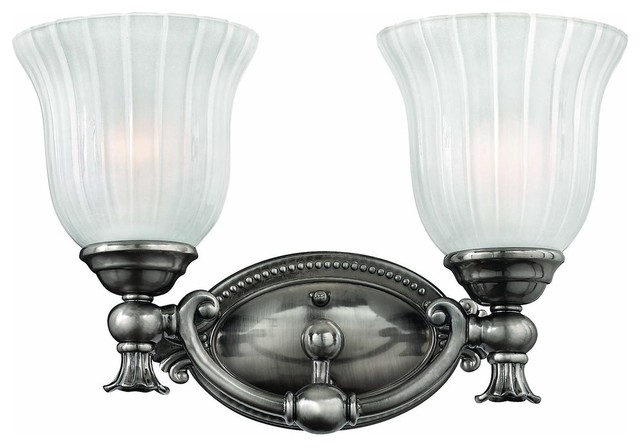 5582PL Francoise Bath Vanity Light, Antique Nickel, Ribbed and Frosted Glass - Traditional ...