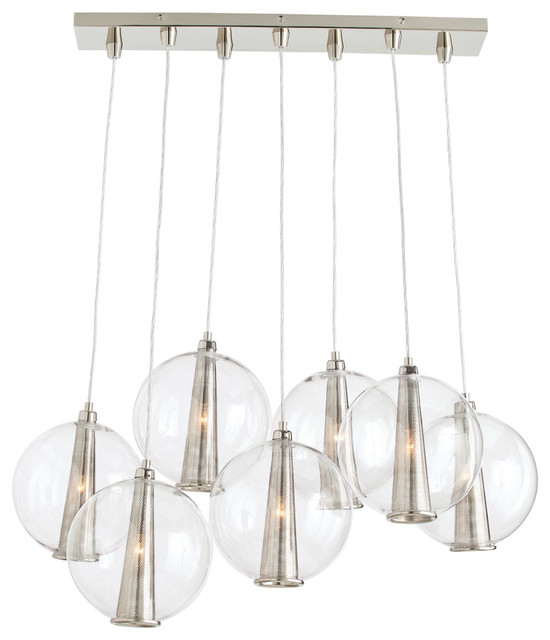 Caviar Fixed Staggered Plshd Nckl/Clr Gls Pendant Transitional