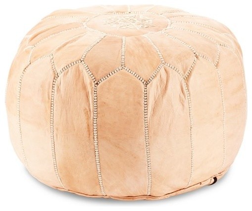 Stuffed Moroccan Leather Pouf - Mediterranean - Floor Cushions & Pouffes - by MPW Plaza llc