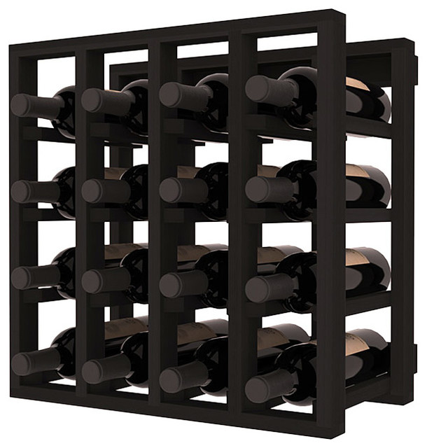 Lattice Stacking Wine Cubicle in Redwood with Black Stain Traditional