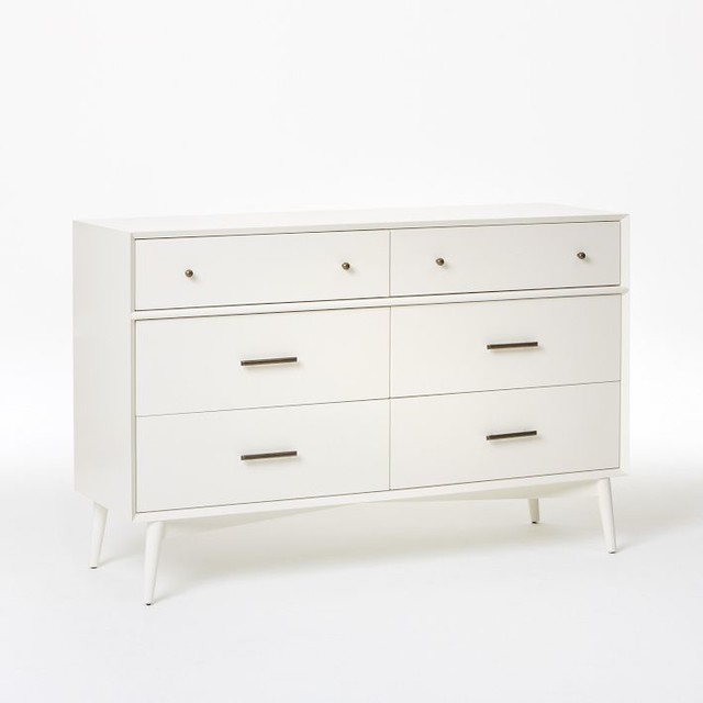 Midcentury Sixdrawer Dresser, White Modern Dressers by West Elm