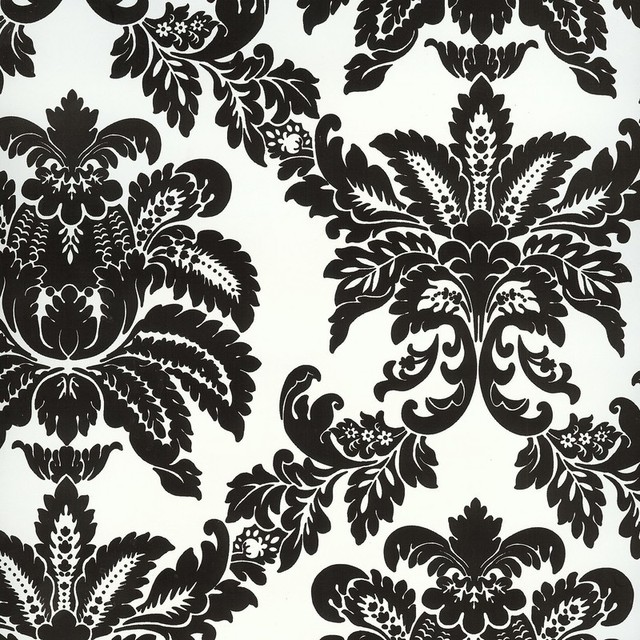 BC1580982 Black and White Damask Wallpaper - Traditional - Wallpaper