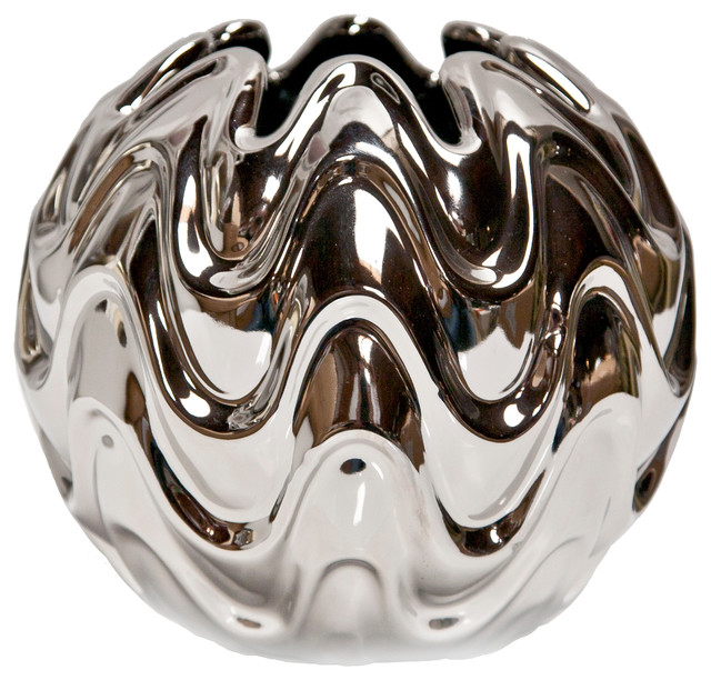 Chrome Wavy Vase Modern Vases los angeles by Floral Art Home