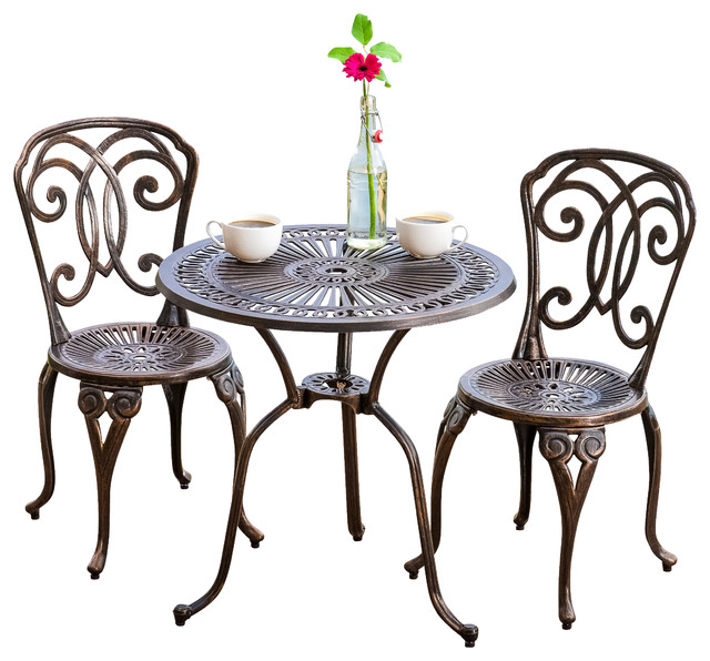 Budapest Outdoor 3Pieces Cast Aluminum Bistro Set Modern