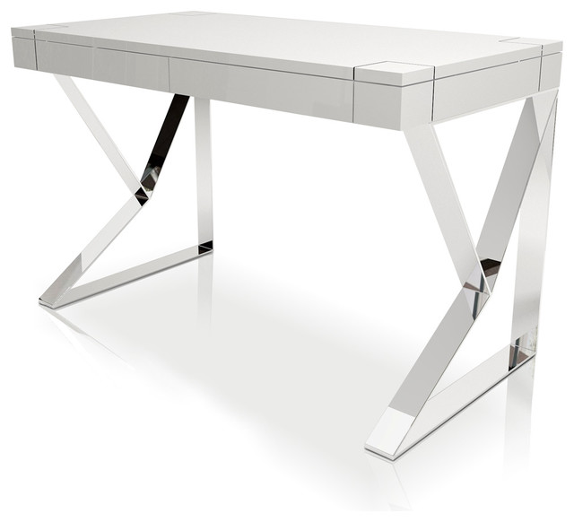 Houston Desk in White Lacquer Contemporary Desks And Hutches new