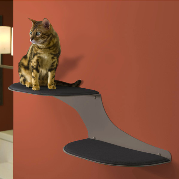 Refined Feline Cat Clouds Cat Shelf, Titanium Contemporary Cat