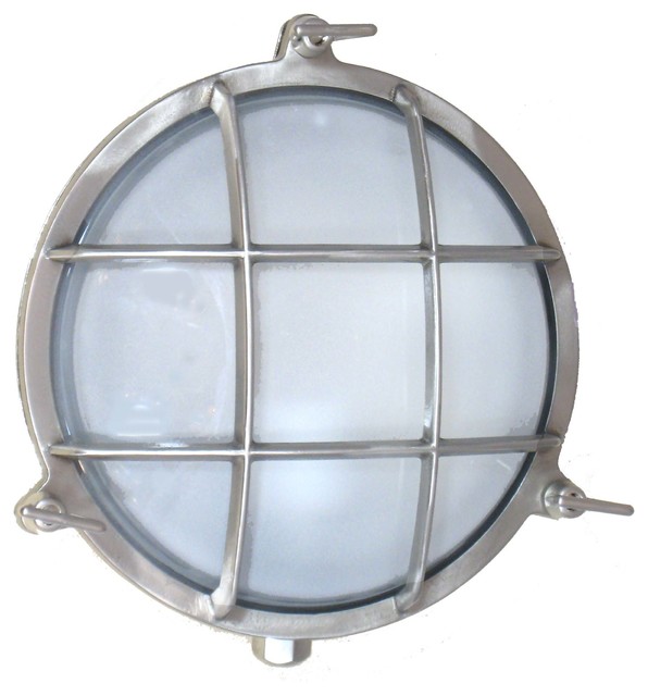 Round Cage Light (Solid Brass, Interior / Exterior by Shiplights) - Traditional - Outdoor Wall ...