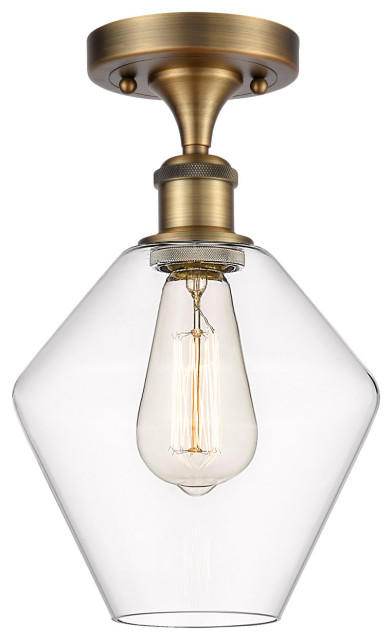 Ballston Cindyrella 1 Light Semi Flush Mount Brushed Brass Clear