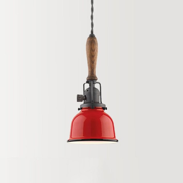 Wiley Industrial Cord Pendant, Tomato Red Modern Pendant Lighting