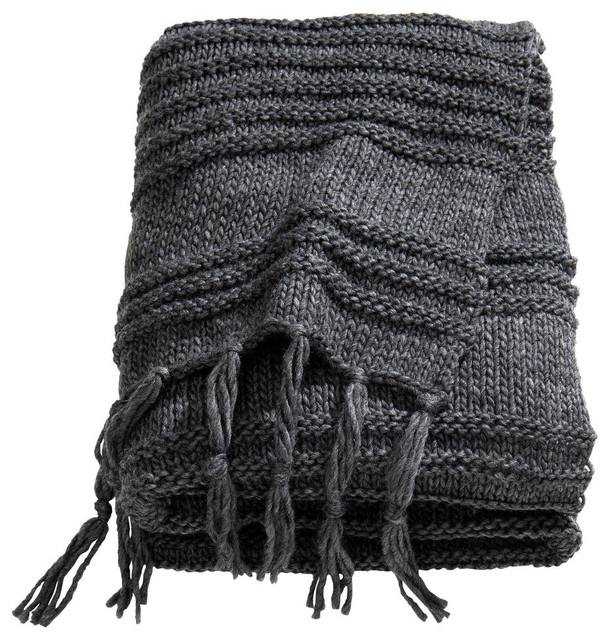 Chunkyknit Blanket, Dark Gray Traditional Blankets by H&M