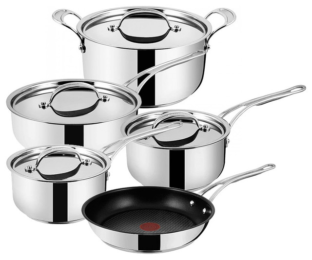 Tefal Jamie Oliver New Wave Steel/Copper Cookware Set 5pc Contemporary Cookware Sets by