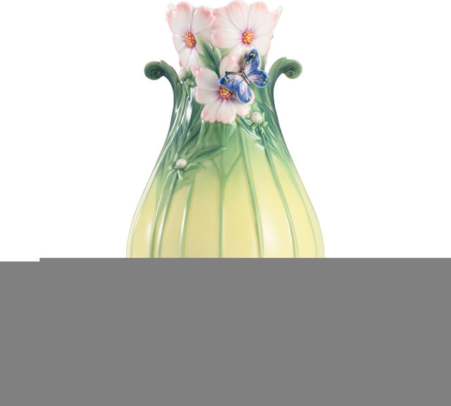 FRANZ PORCELAIN COLLECTION Cosmos of Color and Butterfly Small Vase