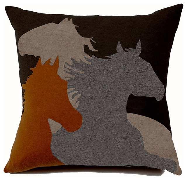 Rani Arabella Orange Horse Cashmere Blend Pillow - Farmhouse - Decorative Pillows