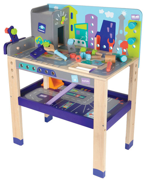 Wooden 2-in-1 Build and Drive Workbench contemporary-baby-and-toddler 