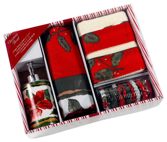 "Christmas Floral" 16Piece Bath Set Traditional Bath Products by