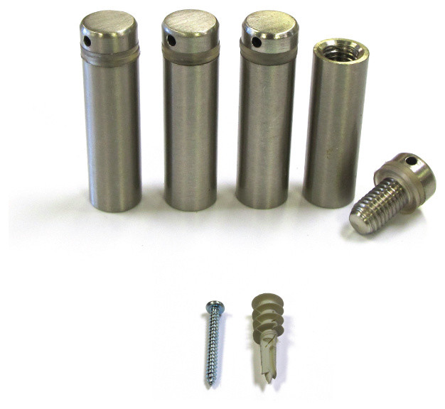 1/2"x1/2" Solid Brass Sign Standoffs, Brushed Nickel Finish, Set of 4