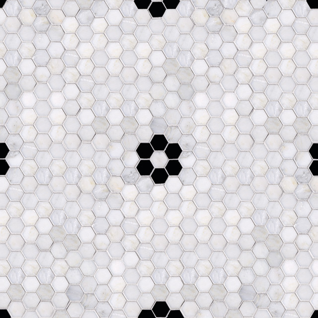 Parramore 3cm Hexagon with Flower Mosaic - Eclectic - Tile - other