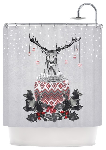 ... Deer Snow" White Holiday Shower Curtain contemporary-shower-curtains