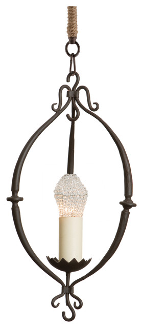 Durham French Country Wrought Iron Mini Pendant - Traditional - Pendant