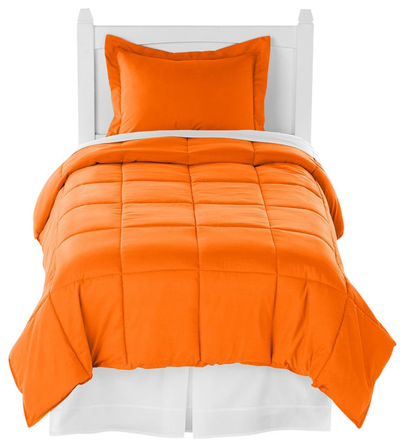 Twin XL Ivy Union Comforter Set, Orange Contemporary Comforters And