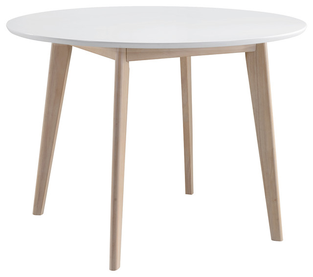 Danish Style Round Wood Dining Table, White - Scandinavian - Dining