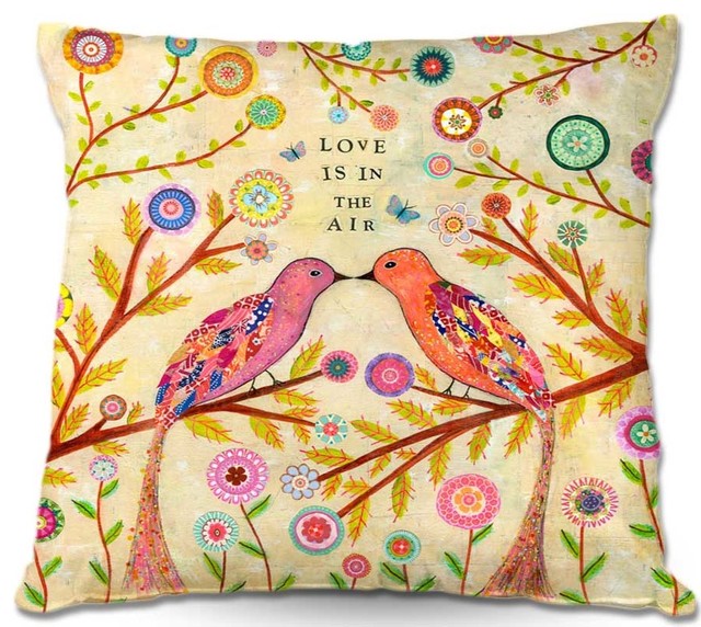 DiaNoche Throw Pillows Sascalia Love Birds - Contemporary - Decorative Pillows - by DiaNoche Designs