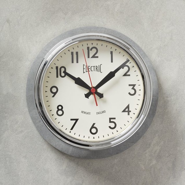 Newgate Wall Clocks, Electric, Silver Modern Clocks by West Elm