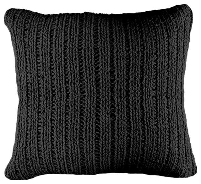 Solid Cable Knit Pillow, Black - Traditional - Decorative Pillows
