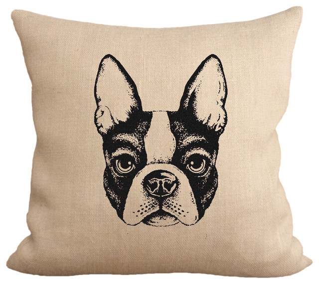 Boston Terrier Pillow With Synthetic Down Insert - Contemporary - Scatter Cushions - by Fiber ...