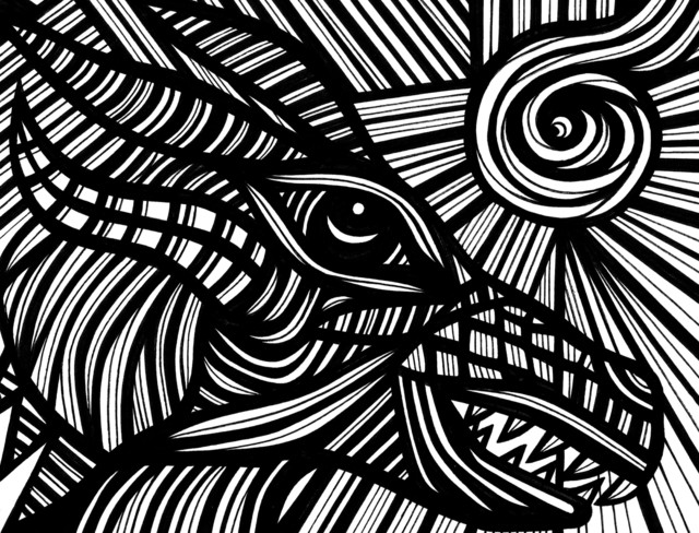 Beast in Whirlwind, Original, Drawing - Contemporary - Drawings And
