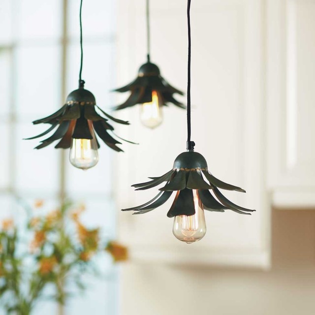 Flower Petal Hanging Light Eclectic Pendant Lighting by VivaTerra