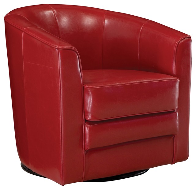 Conrad Leather Swivel Accent Chair - Contemporary - Armchairs And