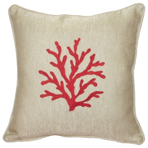 Sea Coral Throw Pillow, Red - Beach Style - Decorative Pillows - by Pillow Decor Ltd.