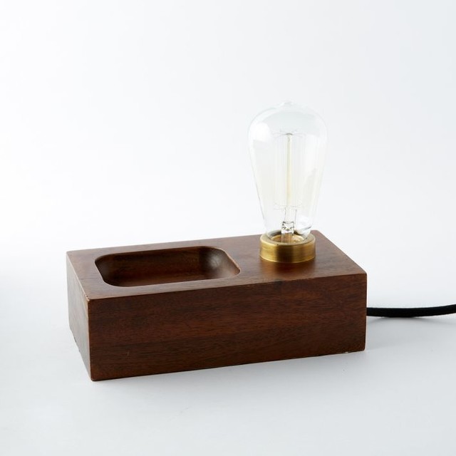 Wood Block Bulb Lamp Midcentury Table Lamps by West Elm