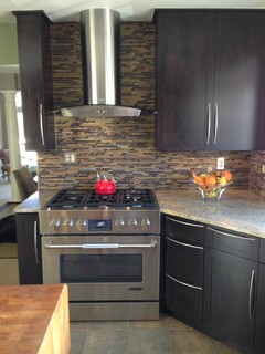 Dark Brown Cherry Contemporary Kitchen in Reston, Virginia 