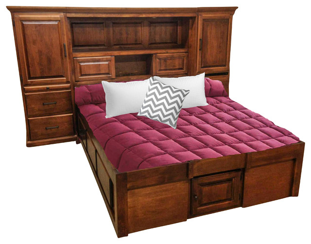 Traditional Supersized Headboard With Raised Panel Back, Queen, Merlot
