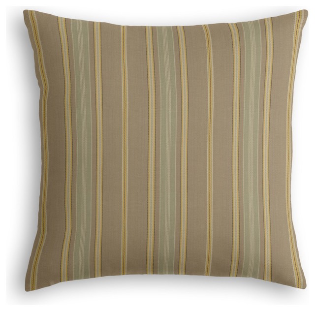 Tan, Aqua & Yellow Stripe Custom Throw Pillow - Traditional - Decorative Pillows - by Loom Decor