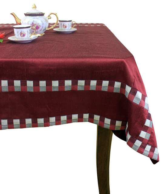 Modern Squares Rectangular Tablecloth (Red, 52" X 70") Contemporary Tablecloths by Banarsi