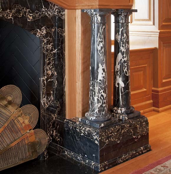 Portoro Black and Gold Fireplace Traditional Living Room Portland